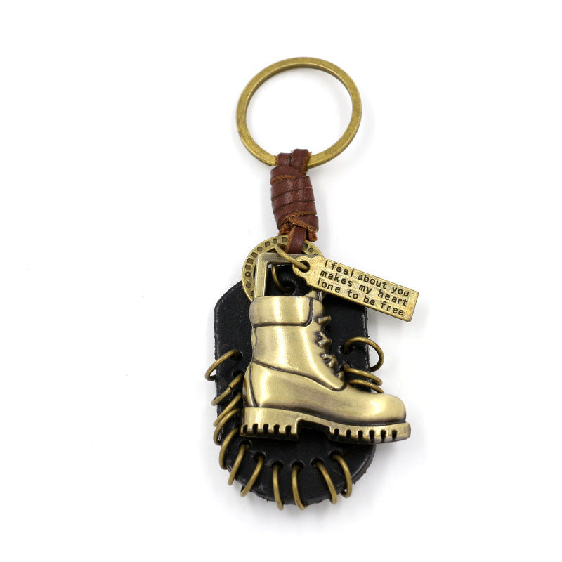 Wholesale Cowhide National Style Alloy Leather Boots Key Chain